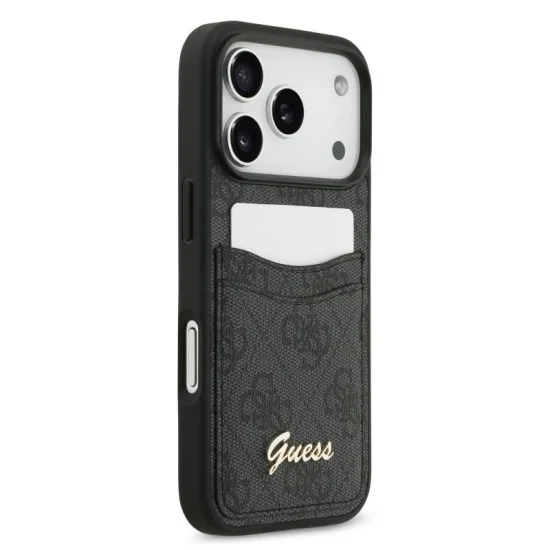 Guess Iphone 17 Pro Case With Card Slot And Stylish Metal Logo - Black